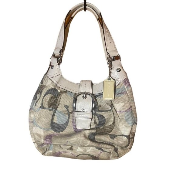 Euc Coach Soho Linen Lynne Signature C's Hobo Shoulder Bag Purse - Picture 1 of 10